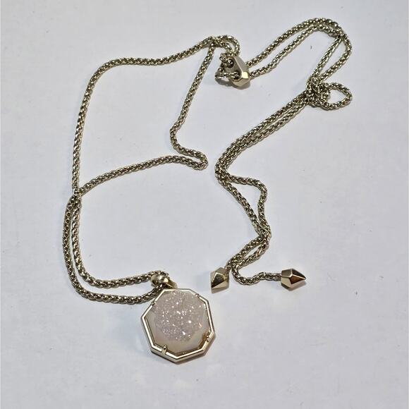 Kendra Scott Cynthia Iridescent Drusy Gold Plated Pendant Adjustable Necklace - Picture 3 of 7